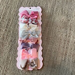 Capelli of New York Pink and Silver Hair Bow Set